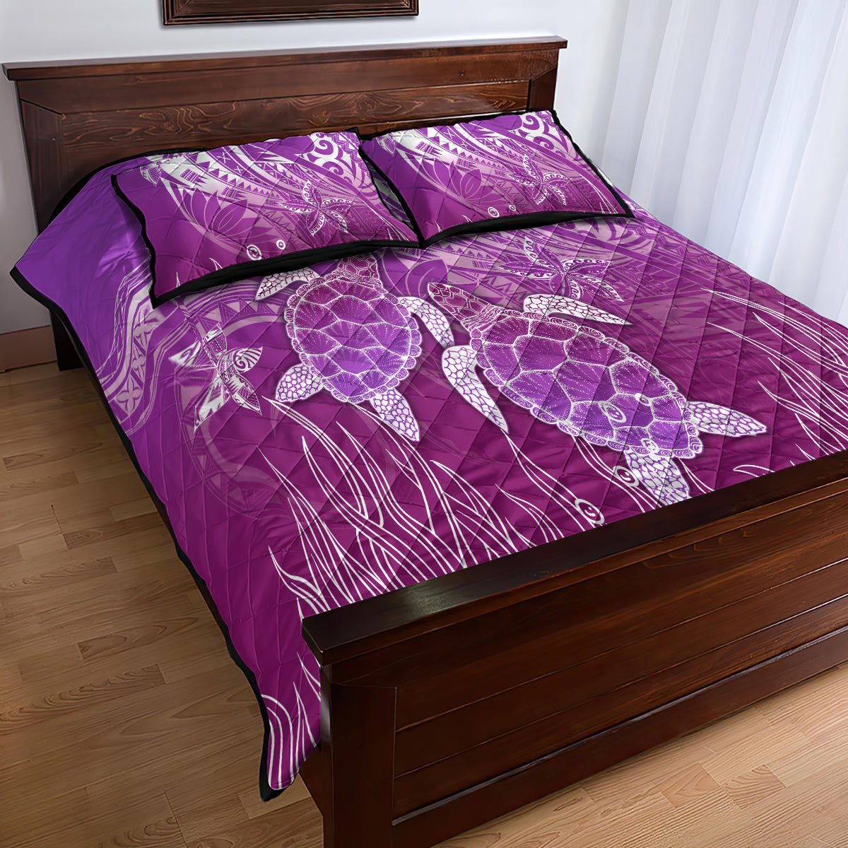 Polynesia Valentine Day Quilt Bed Set Polynesian Sea Turtle Purple Version LT14 - Polynesian Pride