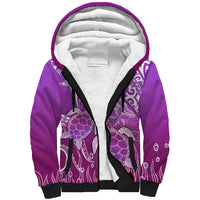 Polynesia Valentine Day Sherpa Hoodie Polynesian Sea Turtle Purple Version LT14 Unisex Purple - Polynesian Pride