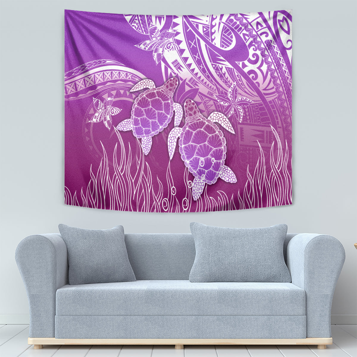 Polynesia Valentine Day Tapestry Polynesian Sea Turtle Purple Version LT14 - Polynesian Pride