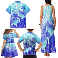 Polynesia Valentine Day Family Matching Tank Maxi Dress and Hawaiian Shirt Polynesian Sea Turtle Turquoise Version LT14 - Polynesian Pride