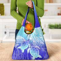 Polynesia Valentine Day Grocery Bag Polynesian Sea Turtle Turquoise Version