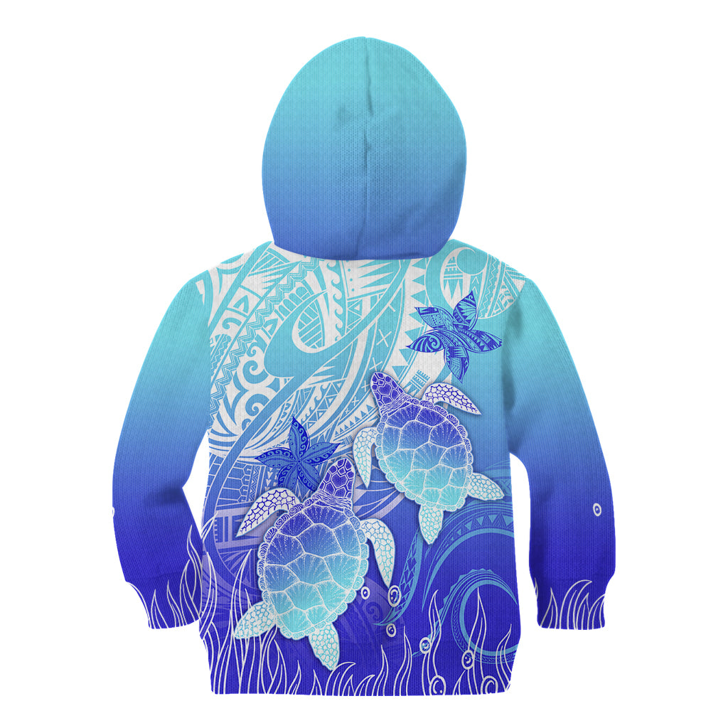 Polynesia Valentine Day Kid Hoodie Polynesian Sea Turtle Turquoise Version LT14 - Polynesian Pride