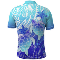 Polynesia Valentine Day Polo Shirt Polynesian Sea Turtle Turquoise Version LT14 - Polynesian Pride