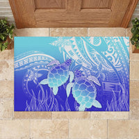 Polynesia Valentine Day Rubber Doormat Polynesian Sea Turtle Turquoise Version LT14 - Polynesian Pride