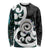 Aotearoa Koru Long Sleeve Shirt Cyan Maori Paua Shell Mix Silver Fern