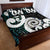 Aotearoa Koru Quilt Bed Set Cyan Maori Paua Shell Mix Silver Fern