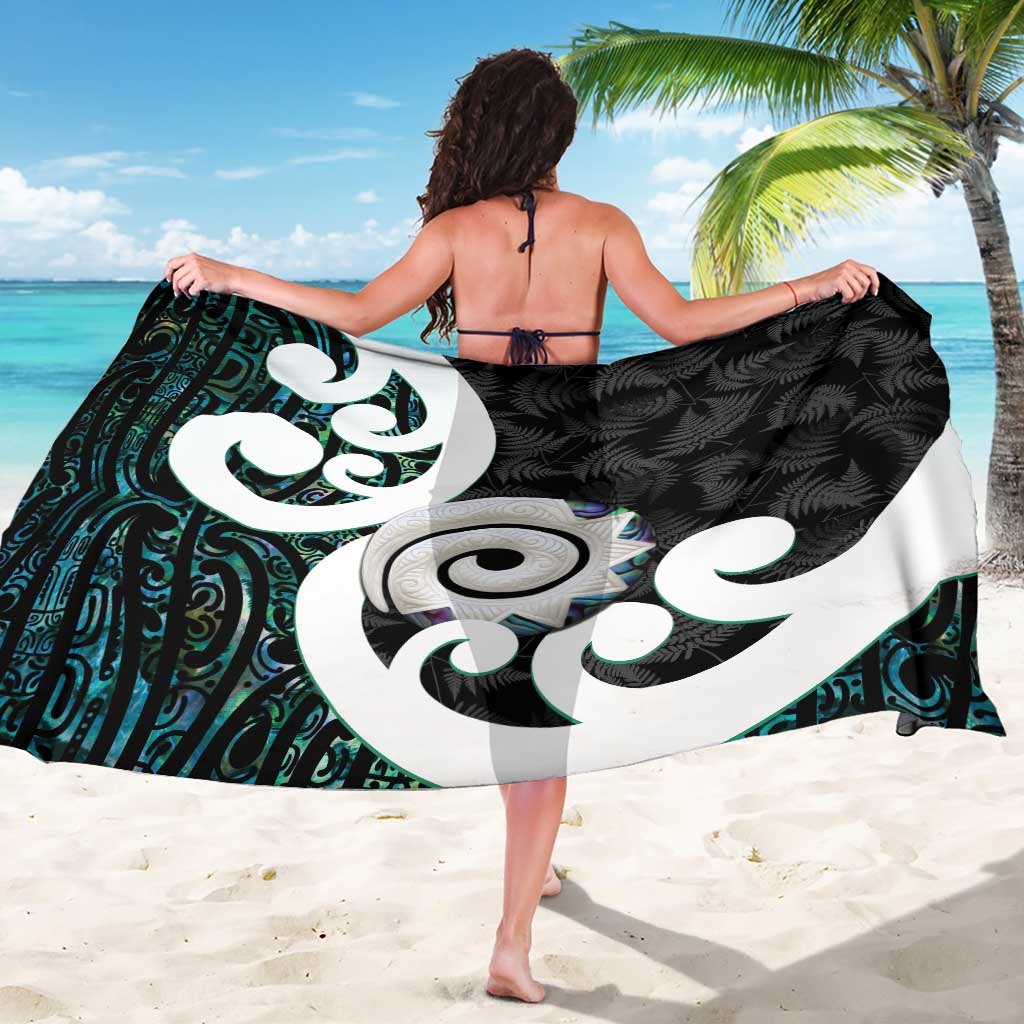 Aotearoa Koru Sarong Cyan Maori Paua Shell Mix Silver Fern
