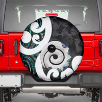 Aotearoa Koru Spare Tire Cover Cyan Maori Paua Shell Mix Silver Fern