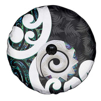 Aotearoa Koru Spare Tire Cover Cyan Maori Paua Shell Mix Silver Fern