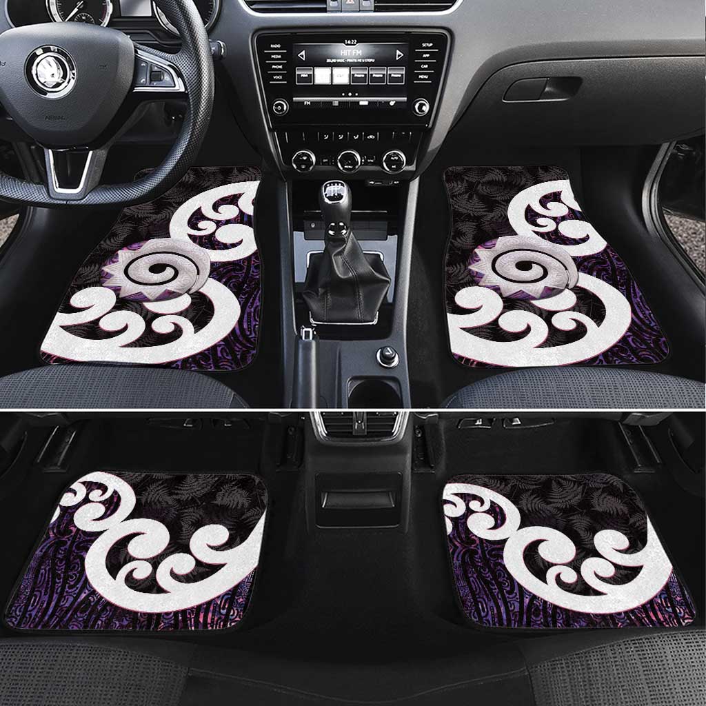 Aotearoa Koru Car Mats Purple Maori Paua Shell Mix Silver Fern