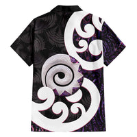 Aotearoa Koru Family Matching Puletasi and Hawaiian Shirt Purple Maori Paua Shell Mix Silver Fern