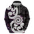 Aotearoa Koru Hoodie Purple Maori Paua Shell Mix Silver Fern