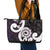 Aotearoa Koru Leather Tote Bag Purple Maori Paua Shell Mix Silver Fern