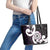 Aotearoa Koru Leather Tote Bag Purple Maori Paua Shell Mix Silver Fern