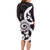 Aotearoa Koru Long Sleeve Bodycon Dress Purple Maori Paua Shell Mix Silver Fern