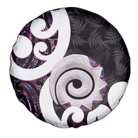 Aotearoa Koru Spare Tire Cover Purple Maori Paua Shell Mix Silver Fern