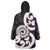 Aotearoa Koru Wearable Blanket Hoodie Purple Maori Paua Shell Mix Silver Fern