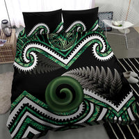 Koru Pounamu Aotearoa Bedding Set Maori Paua Shell Mix Silver Fern