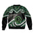 Koru Pounamu Aotearoa Bomber Jacket Maori Paua Shell Mix Silver Fern