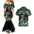 Koru Pounamu Aotearoa Couples Matching Mermaid Dress and Hawaiian Shirt Maori Paua Shell Mix Silver Fern