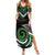 Koru Pounamu Aotearoa Summer Maxi Dress Maori Paua Shell Mix Silver Fern