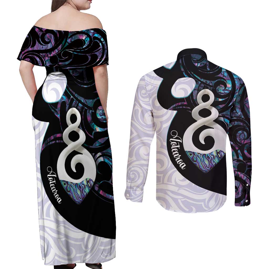 Aotearoa Pikorua Couples Matching Off Shoulder Maxi Dress and Long Sleeve Button Shirt NZ Twist - Bond And Love
