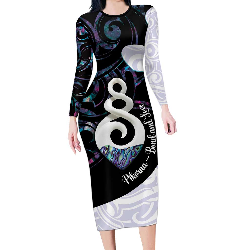 Aotearoa Pikorua Long Sleeve Bodycon Dress NZ Twist - Bond And Love