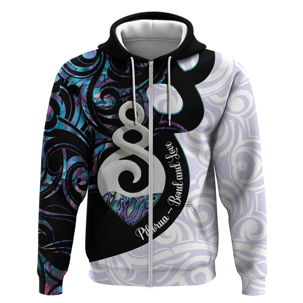 Aotearoa Pikorua Zip Hoodie NZ Twist - Bond And Love LT14 Zip Hoodie White - Polynesian Pride