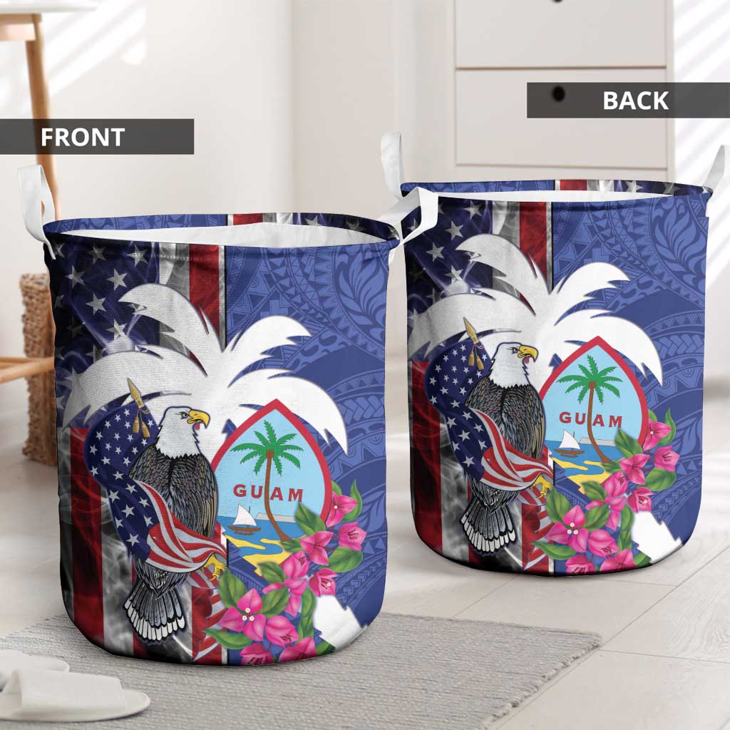 United States Guam Laundry Basket USA Eagle Guahan Seal Bougainvillea - Polynesian Pride