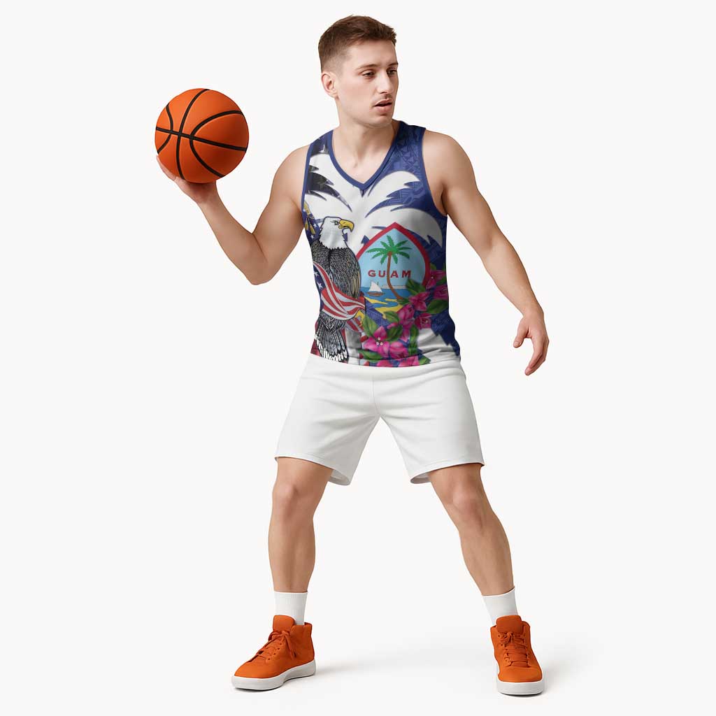 United States Guam Basketball Jersey USA Eagle Guahan Seal Bougainvillea - Polynesian Pride