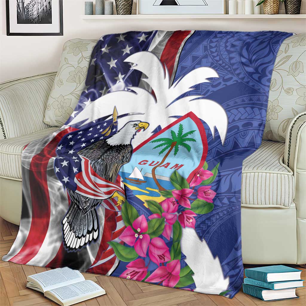United States Guam Blanket USA Eagle Guahan Seal Bougainvillea - Polynesian Pride