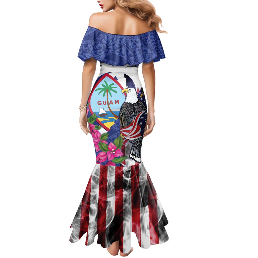 United States Guam Family Matching Mermaid Dress and Hawaiian Shirt USA Eagle Guahan Seal Bougainvillea LT14 - Polynesian Pride