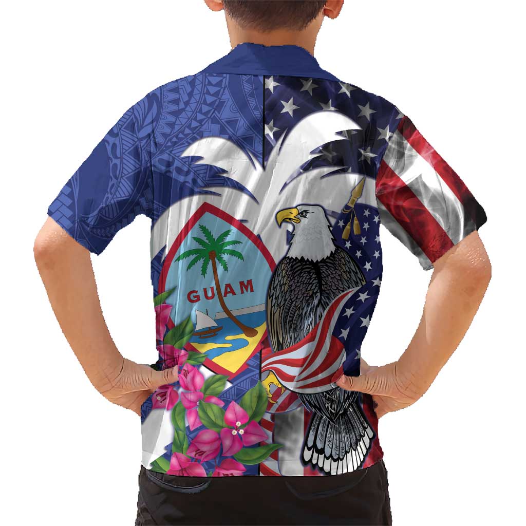United States Guam Family Matching Tank Maxi Dress and Hawaiian Shirt USA Eagle Guahan Seal Bougainvillea LT14 - Polynesian Pride