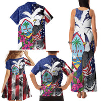 United States Guam Family Matching Tank Maxi Dress and Hawaiian Shirt USA Eagle Guahan Seal Bougainvillea LT14 - Polynesian Pride