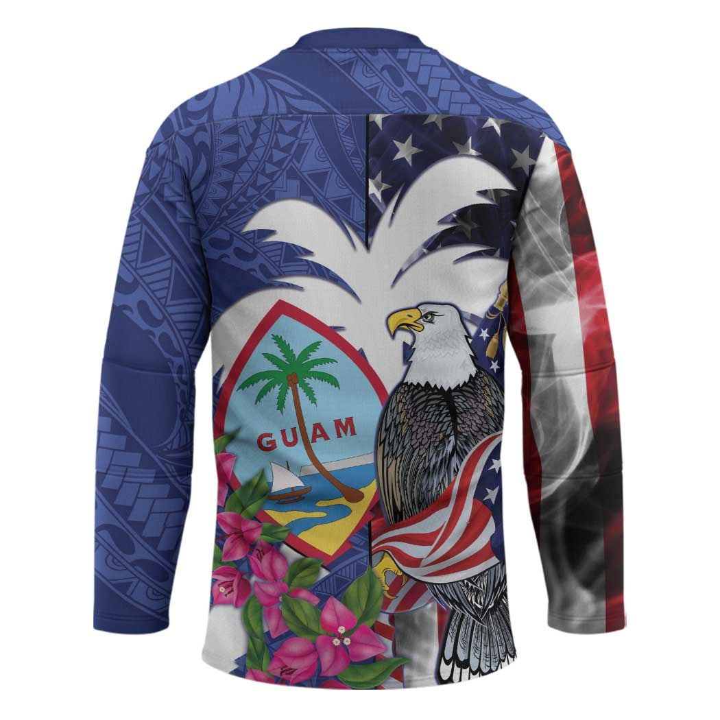 United States Guam Hockey Jersey USA Eagle Guahan Seal Bougainvillea - Polynesian Pride