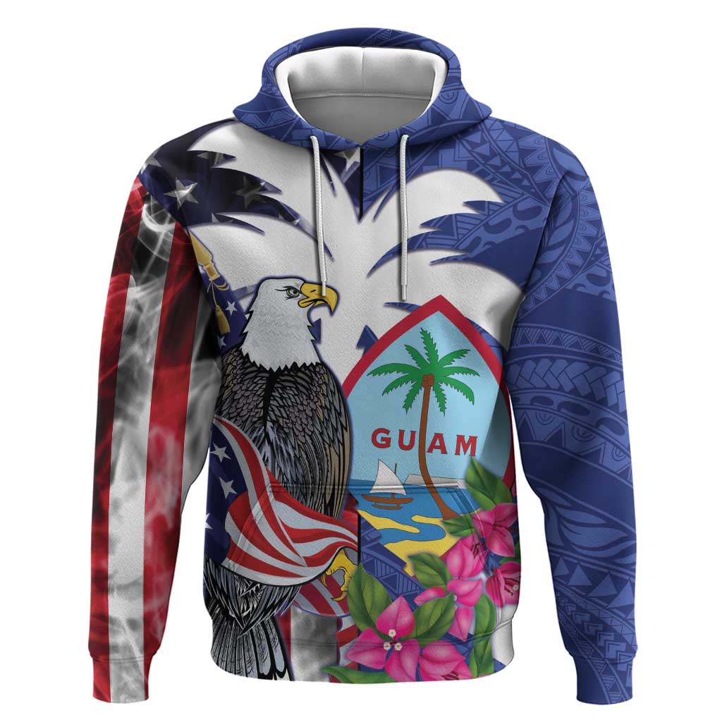 United States Guam Hoodie USA Eagle Guahan Seal Bougainvillea - Polynesian Pride