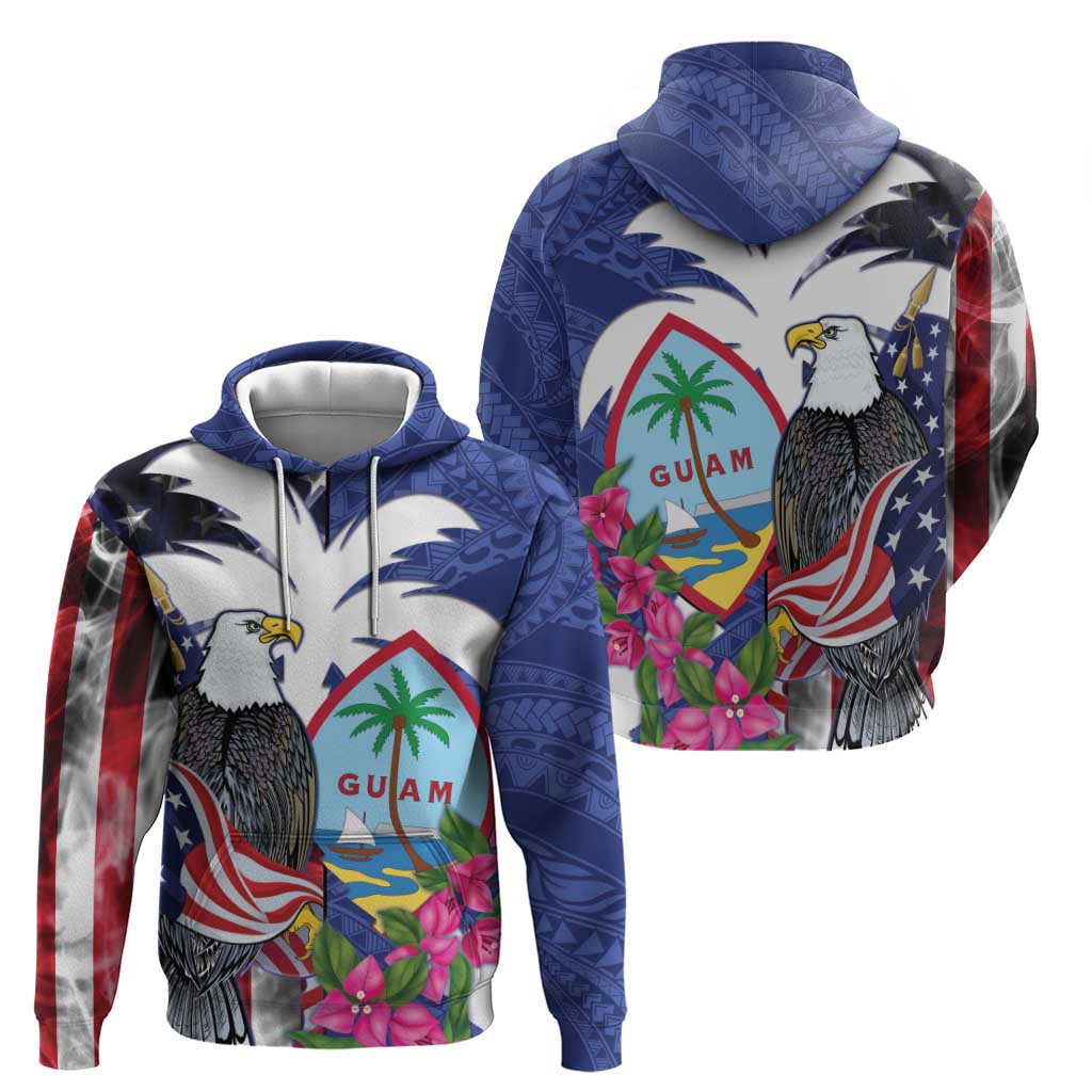 United States Guam Hoodie USA Eagle Guahan Seal Bougainvillea - Polynesian Pride