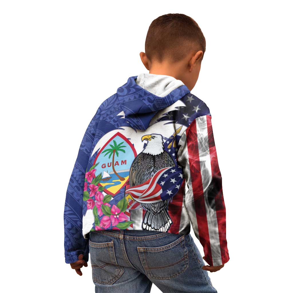 United States Guam Kid Hoodie USA Eagle Guahan Seal Bougainvillea - Polynesian Pride