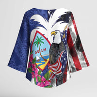 United States Guam Kimono Sleeve Blouse USA Eagle Guahan Seal Bougainvillea - Polynesian Pride