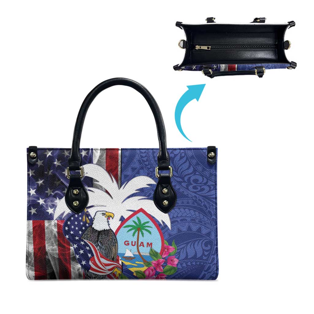 United States Guam Leather Bag USA Eagle Guahan Seal Bougainvillea - Polynesian Pride