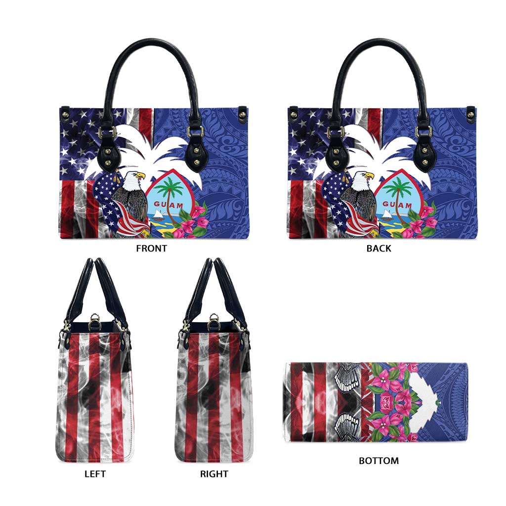 United States Guam Leather Bag USA Eagle Guahan Seal Bougainvillea - Polynesian Pride