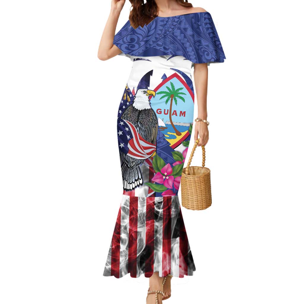 United States Guam Mermaid Dress USA Eagle Guahan Seal Bougainvillea - Polynesian Pride