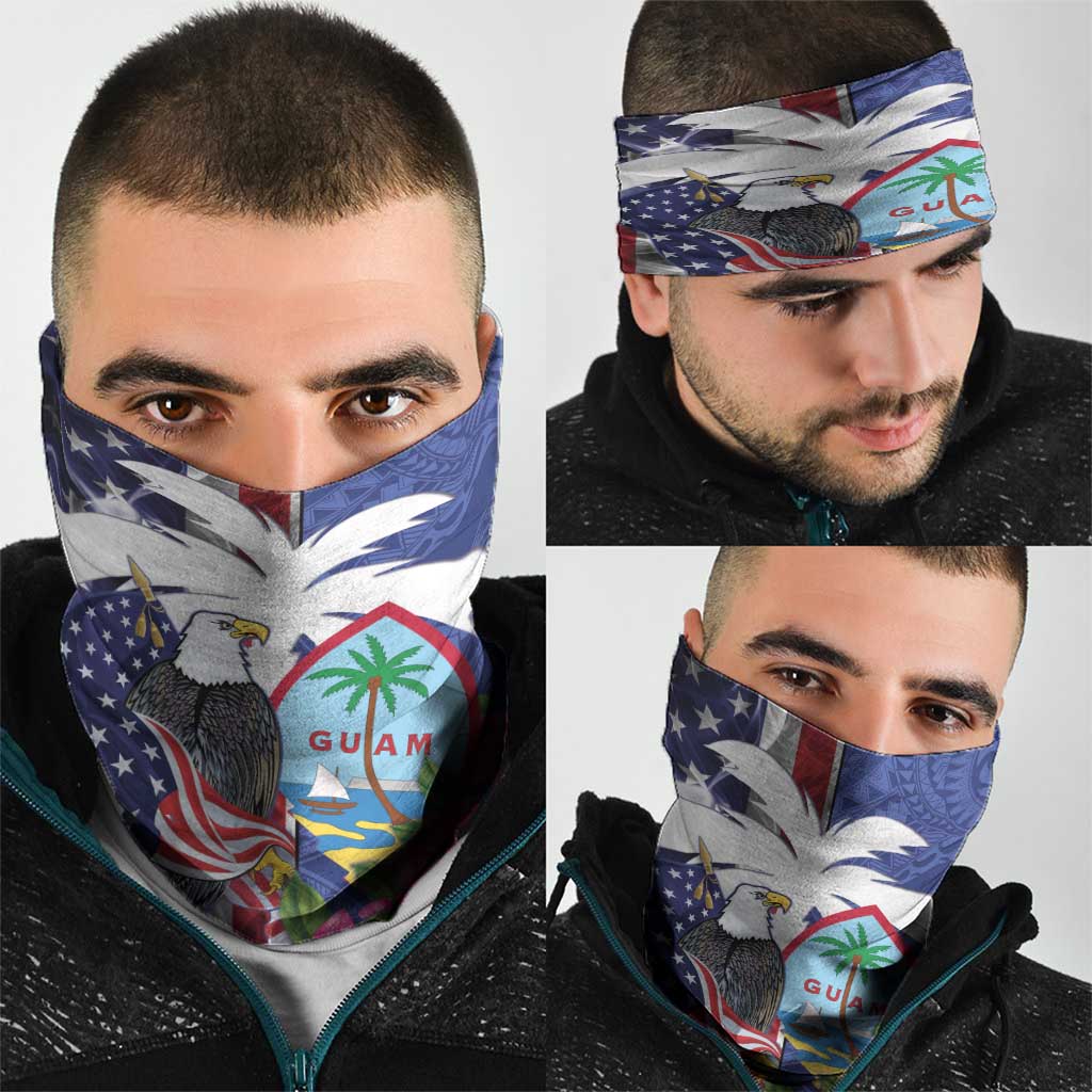 United States Guam Neck Gaiter USA Eagle Guahan Seal Bougainvillea - Polynesian Pride