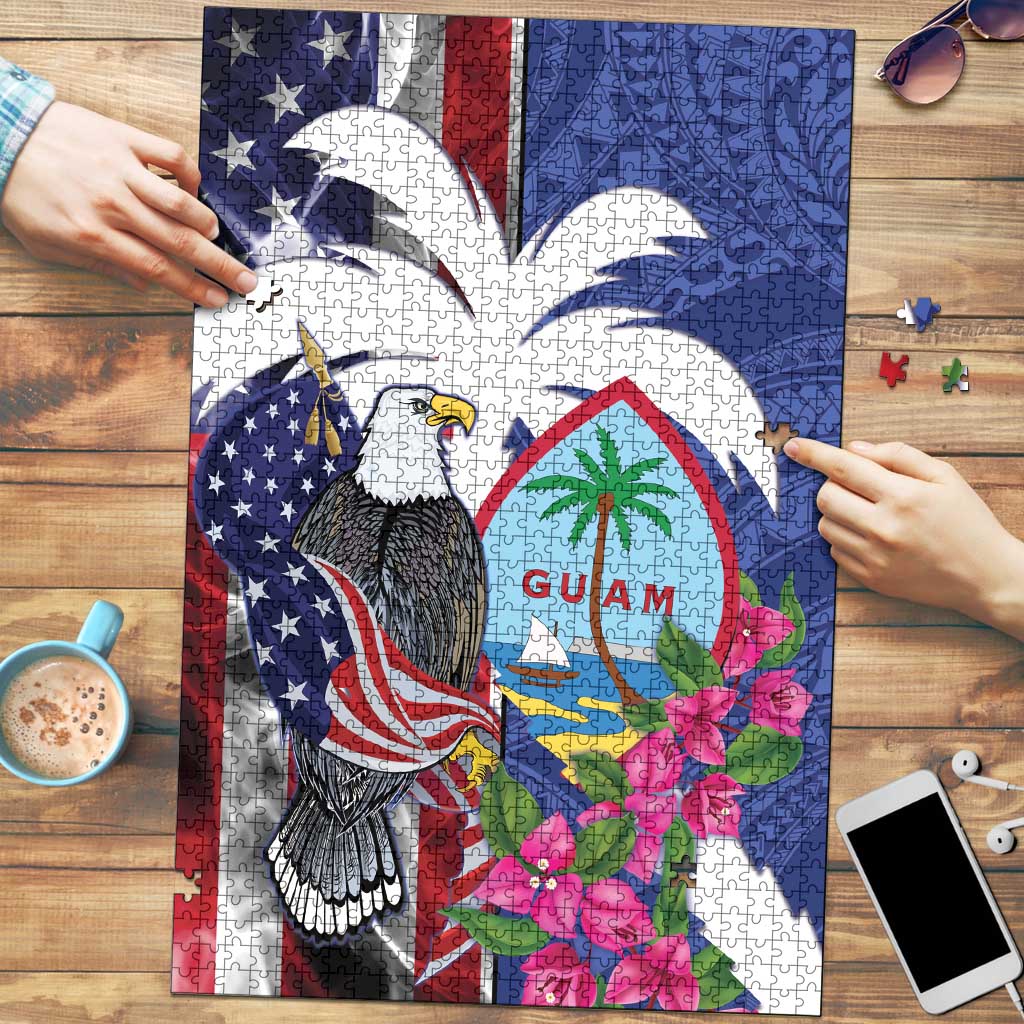 United States Guam Puzzle USA Eagle Guahan Seal Bougainvillea - Polynesian Pride