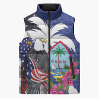 United States Guam Sleeveless Puffer Jacket USA Eagle Guahan Seal Bougainvillea - Polynesian Pride