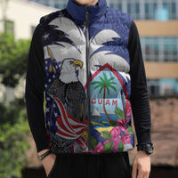 United States Guam Sleeveless Puffer Jacket USA Eagle Guahan Seal Bougainvillea - Polynesian Pride