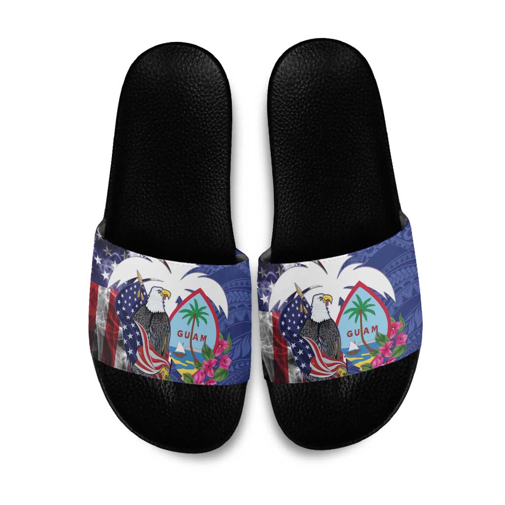 United States Guam Slide Sandals USA Eagle Guahan Seal Bougainvillea - Polynesian Pride