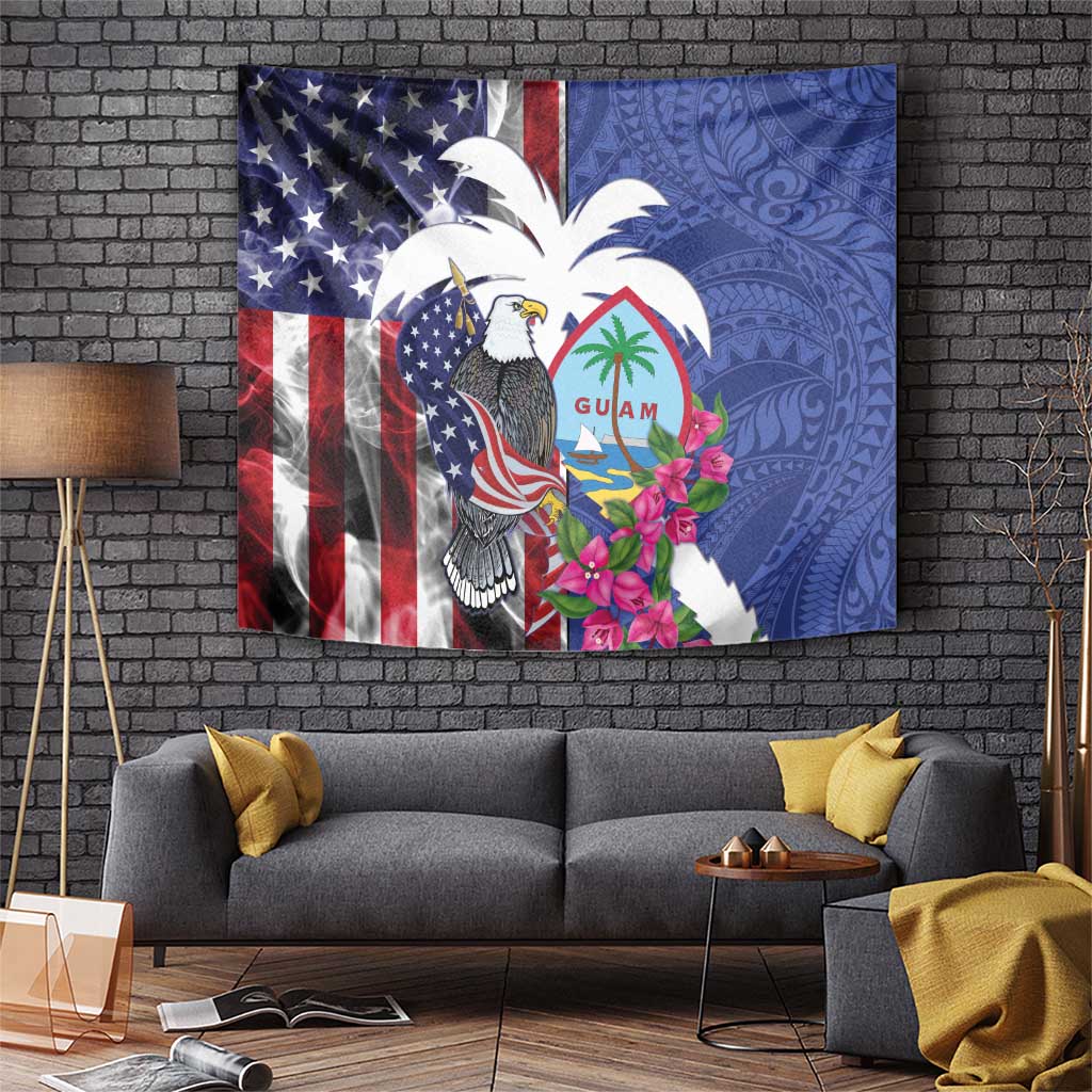 United States Guam Tapestry USA Eagle Guahan Seal Bougainvillea - Polynesian Pride