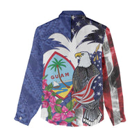 United States Guam Women Casual Shirt USA Eagle Guahan Seal Bougainvillea LT14 - Polynesian Pride