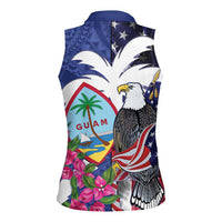 United States Guam Women Sleeveless Polo Shirt USA Eagle Guahan Seal Bougainvillea LT14 - Polynesian Pride